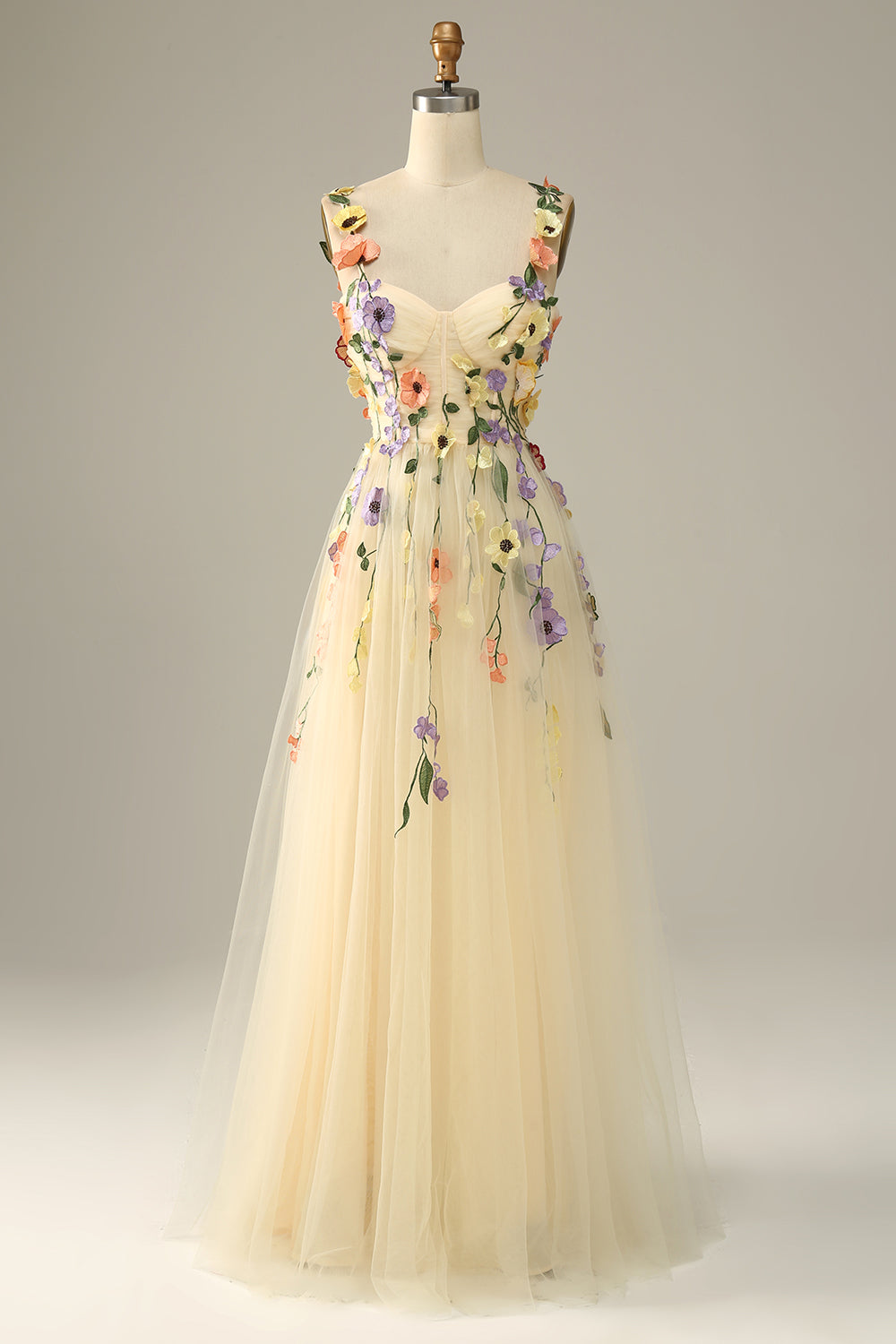 Zapakasa Flower Champagne Prom Dress A-Line Tulle Floor-Length Sweetheart Ball Gown Dress Zapakasa Flower Champagne Prom Dress A-Line Tulle Floor-Length Sweetheart Ball Gown Dress