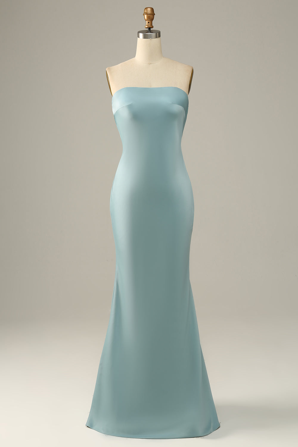 Zapakasa Women Bridesmaid Dress Grey Blue Satin Mermaid Prom Dress Zapakasa Women Bridesmaid Dress Grey Blue Satin Mermaid Prom Dress