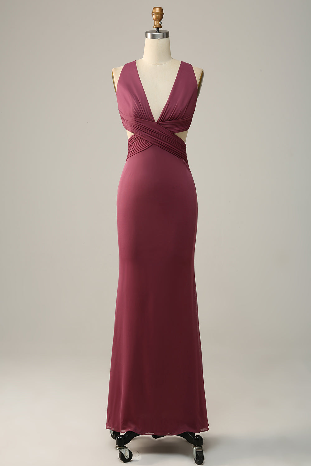 Zapakasa Women V neck Corss Back Desert Rose Bridesmaid Dress