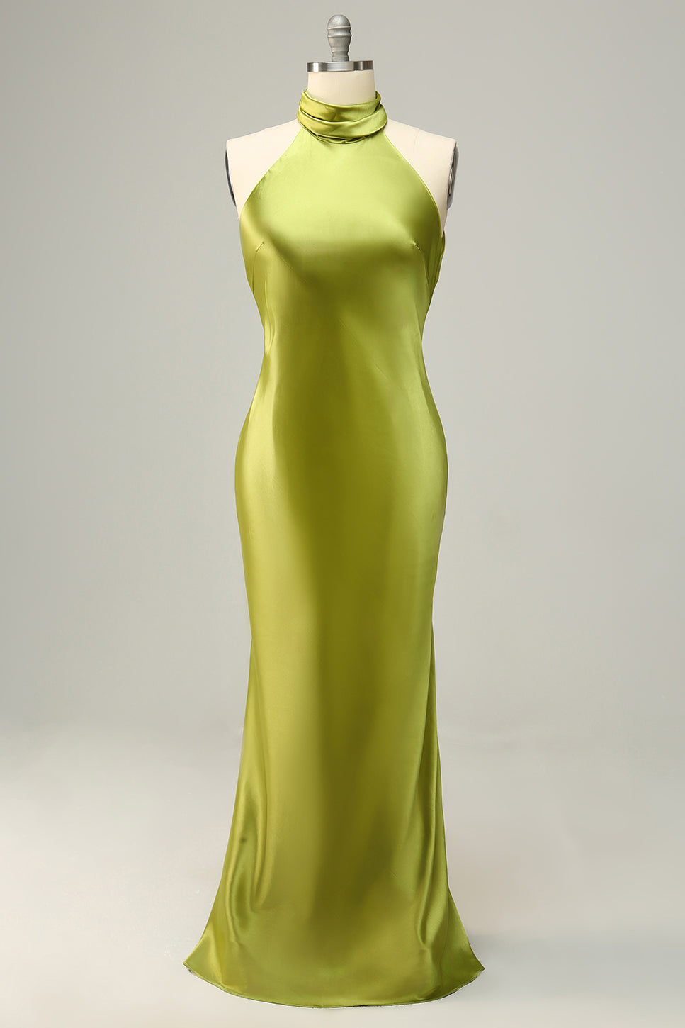 Zapakasa Women Lemon Green Long Bridesmaid Dress Mermaid Halter Open Back Wedding Party Dress Zapakasa Women Lemon Green Long Bridesmaid Dress Mermaid Halter Open Back Wedding Party Dress