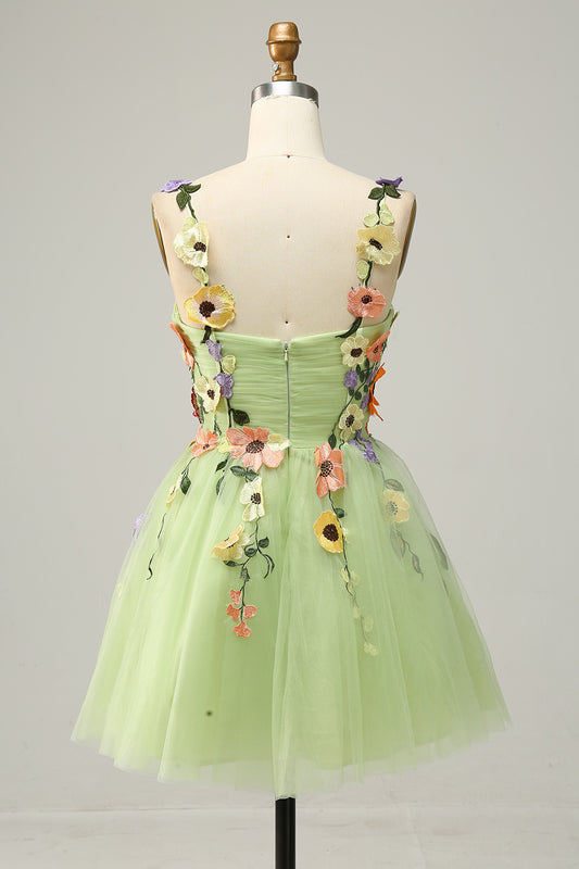 Green Sweatheart Short Tulle Graduation Dress