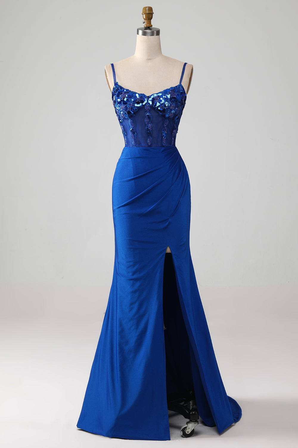 Zapakasa Women Beaded Royal Blue Corset Prom Dress with Slit Mermaid Evening Dress with Sequins Zapakasa Women Beaded Royal Blue Corset Prom Dress with Slit Mermaid Evening Dress with Sequins