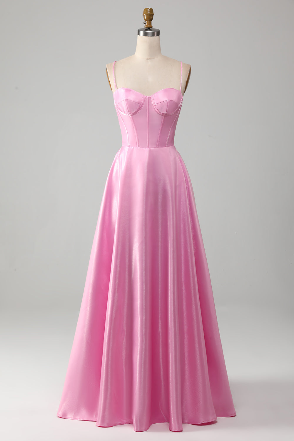 Zapakasa Women Pink Prom Dress with Corset A-Line Spaghetti Straps Party Dress Zapakasa Women Pink Prom Dress with Corset A-Line Spaghetti Straps Party Dress