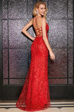 Sparkly Mermaid Spaghetti Straps Red Sequins Long Prom Dress with Criss Cross Back Sparkly Mermaid Spaghetti Straps Red Sequins Long Prom Dress with Criss Cross Back