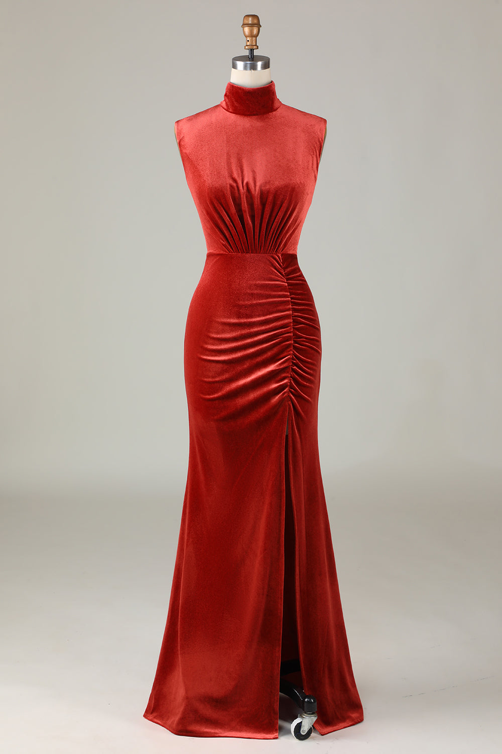 Zapakasa Women Terracotta Long Bridesmaid Dress Mermaid Velvet Sleeveless Wedding Guest Dress Zapakasa Women Terracotta Long Bridesmaid Dress Mermaid Velvet Sleeveless Wedding Guest Dress