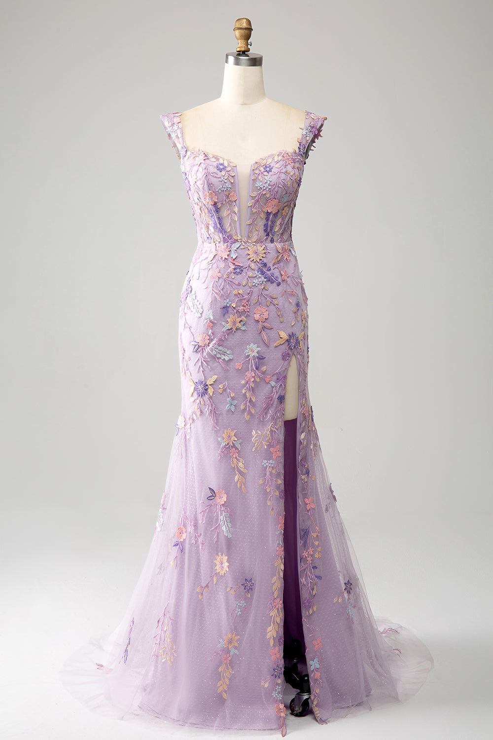 Zapakasa Women Mauve Long Prom Dress with Slit Mermaid Formal Dress With Appliques Zapakasa Women Mauve Long Prom Dress with Slit Mermaid Formal Dress With Appliques