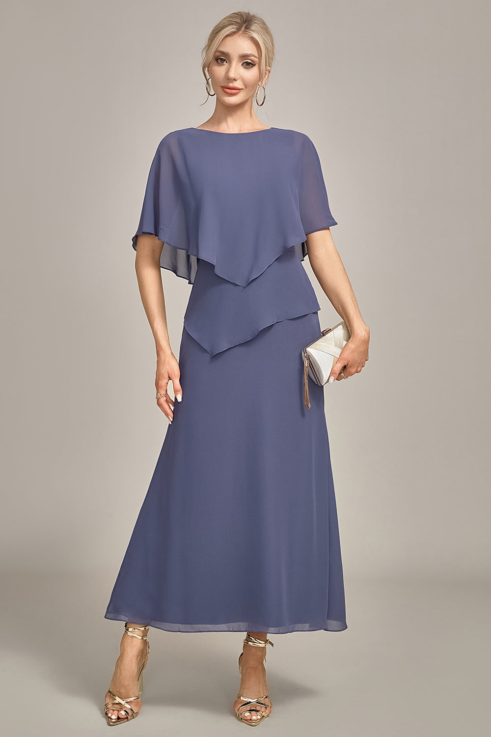 Zapakasa Women Sheath Scoop Tea-Length Stormy Chiffon Mother of the Bride Dress Zapakasa Women Sheath Scoop Tea-Length Stormy Chiffon Mother of the Bride Dress