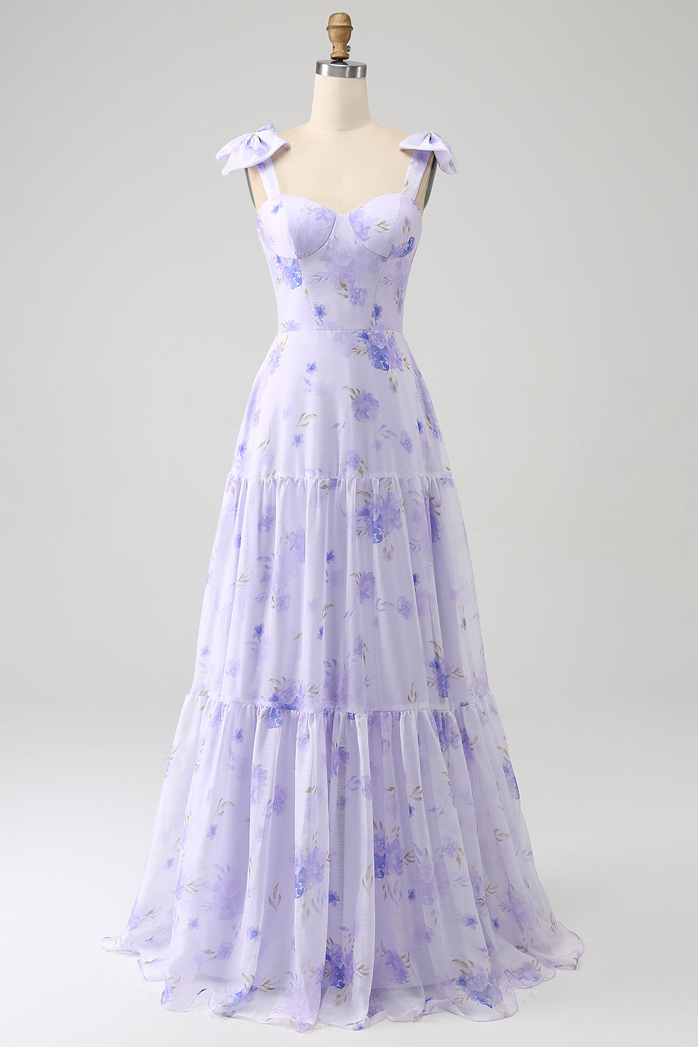 Zapakasa Women Lilac Corset Floral Long Prom Dress A-Line Spaghetti Straps Formal Dress Zapakasa Women Lilac Corset Floral Long Prom Dress A-Line Spaghetti Straps Formal Dress