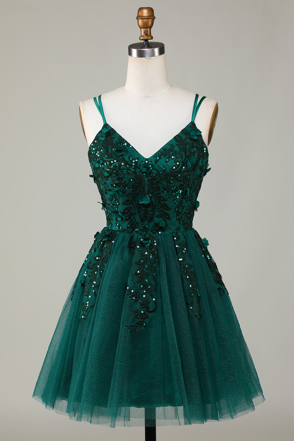 Zapakasa Women Dark Green Short Homecoming Dress A Line Spaghetti Straps Cocktail Dress with Appliques Beading Zapakasa Women Dark Green Short Homecoming Dress A Line Spaghetti Straps Cocktail Dress with Appliques Beading