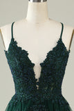 Spaghetti Straps Dark Green Short Tulle Homecoming Dress with Appliques Spaghetti Straps Dark Green Short Tulle Homecoming Dress with Appliques