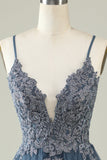 Spaghetti Straps Grey Blue Short Tulle A Line Homecoming Dress with Appliques Spaghetti Straps Grey Blue Short Tulle A Line Homecoming Dress with Appliques