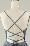 Spaghetti Straps Grey Blue Short Tulle A Line Homecoming Dress with Appliques Spaghetti Straps Grey Blue Short Tulle A Line Homecoming Dress with Appliques