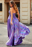 Stunning A Line Halter Neck Purple Long Prom Dress with Accessory Stunning A Line Halter Neck Purple Long Prom Dress with Accessory