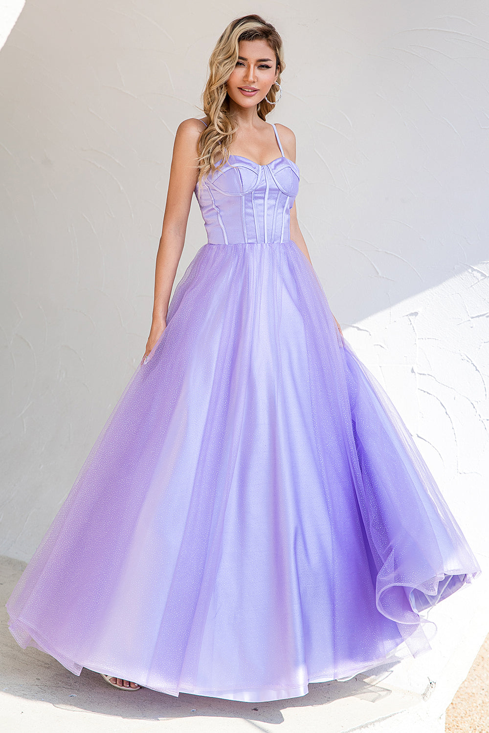 Zapakasa Women Prom Dress Purple Tulle A-Line Sleeveless Formal Dress, Purple / US12