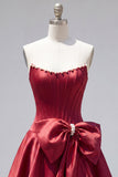 Peach Pink Corset Satin A-Line Short Homecoming Dress with Bow