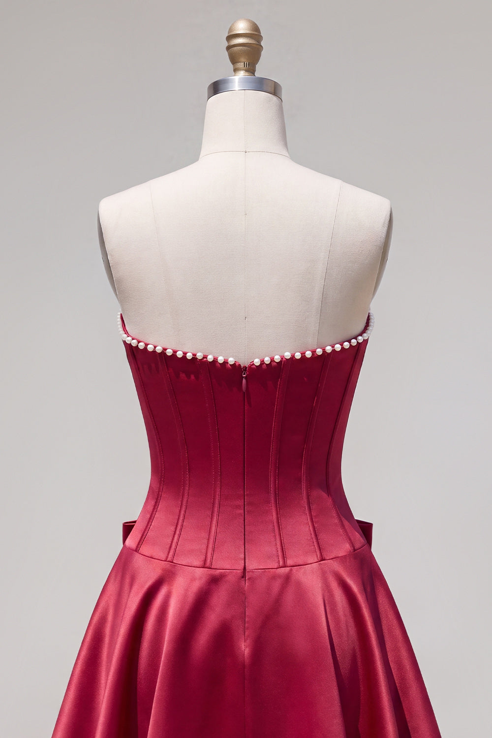 Peach Pink Corset Satin A-Line Short Homecoming Dress with Bow