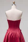 Peach Pink Corset Satin A-Line Short Homecoming Dress with Bow
