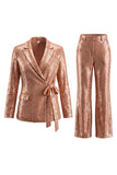 Sparkly Silver 2 Piece Sequins Notched Lapel Women Prom Suits