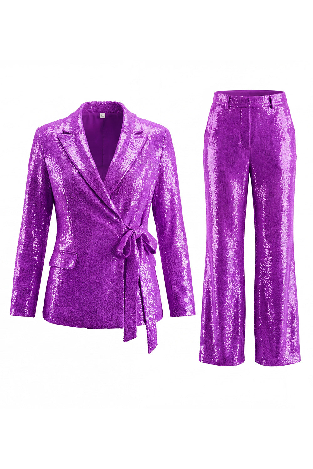 Sparkly Silver 2 Piece Sequins Notched Lapel Women Prom Suits