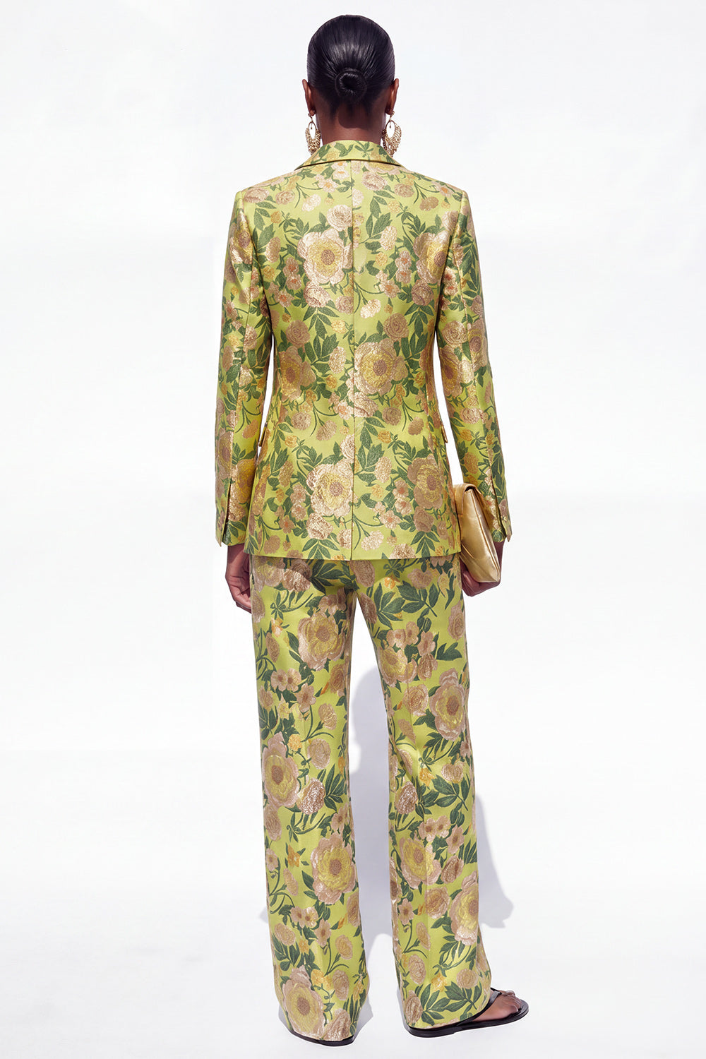 Blue 2 Piece Floral Notched Lapel Single Breasted Women Suits with Pockets