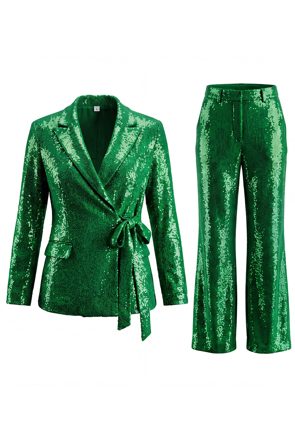 Sparkly Silver 2 Piece Sequins Notched Lapel Women Prom Suits