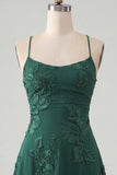 Blue A-Line Spaghetti Straps Floral Short Homecoming Dress