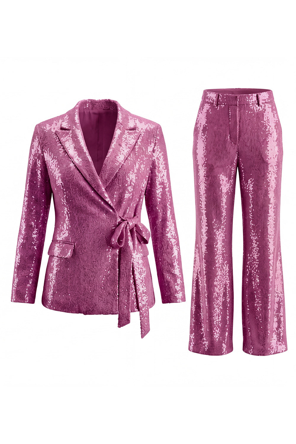 Sparkly Silver 2 Piece Sequins Notched Lapel Women Prom Suits