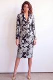 Green Flower Midi 2 Piece Peak Lapel Single Breasted Women Suits