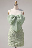 Sparkly Pink Floral Tight Short Spaghetti Straps Homecoming Dress with Pearls