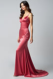 Sheath Watermelon Spaghetti Straps Long Formal Dress