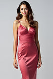 Sheath Watermelon Spaghetti Straps Long Formal Dress