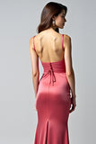 Sheath Watermelon Spaghetti Straps Long Formal Dress