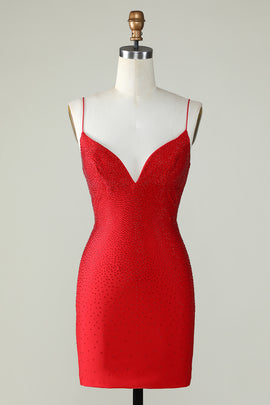 Zapakasa Women Sparkly Red Sequins Tight Short Homecoming Dress Spaghetti Straps Party Dress Zapakasa Women Sparkly Red Sequins Tight Short Homecoming Dress Spaghetti Straps Party Dress