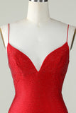 Sparkly Dark Red Sequins Tight Short Homecoming Dress