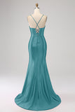 Dark Green Spaghetti Straps Mermaid Prom Dress