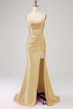 Dark Green Spaghetti Straps Mermaid Prom Dress