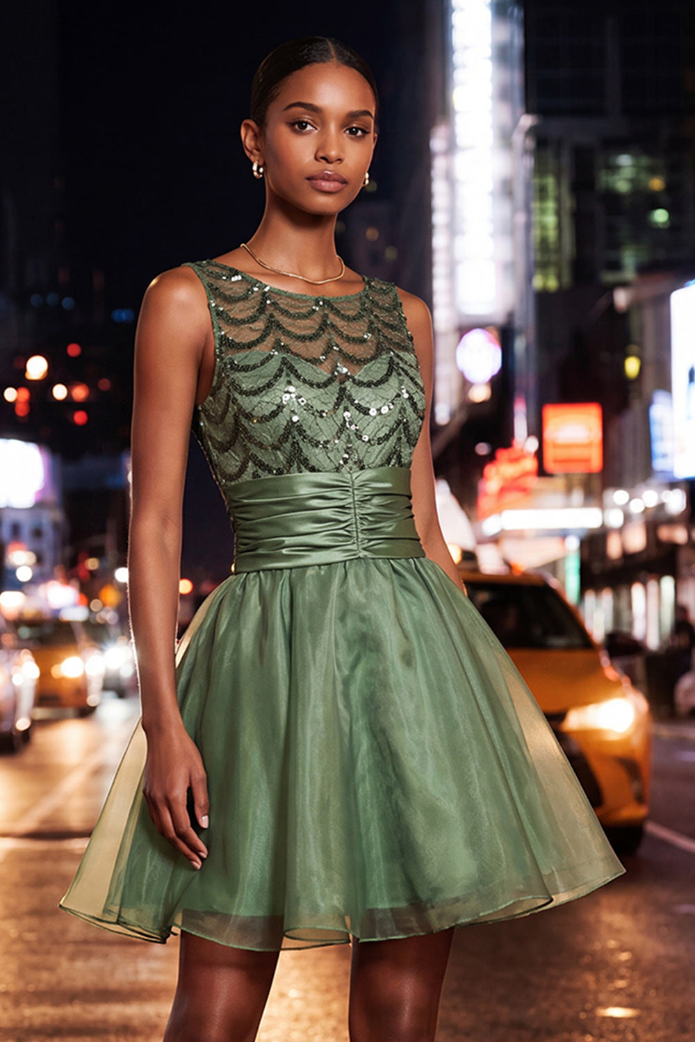 Sparkly Coffee Sequin Ruched A-Line Short Homecoming Dress