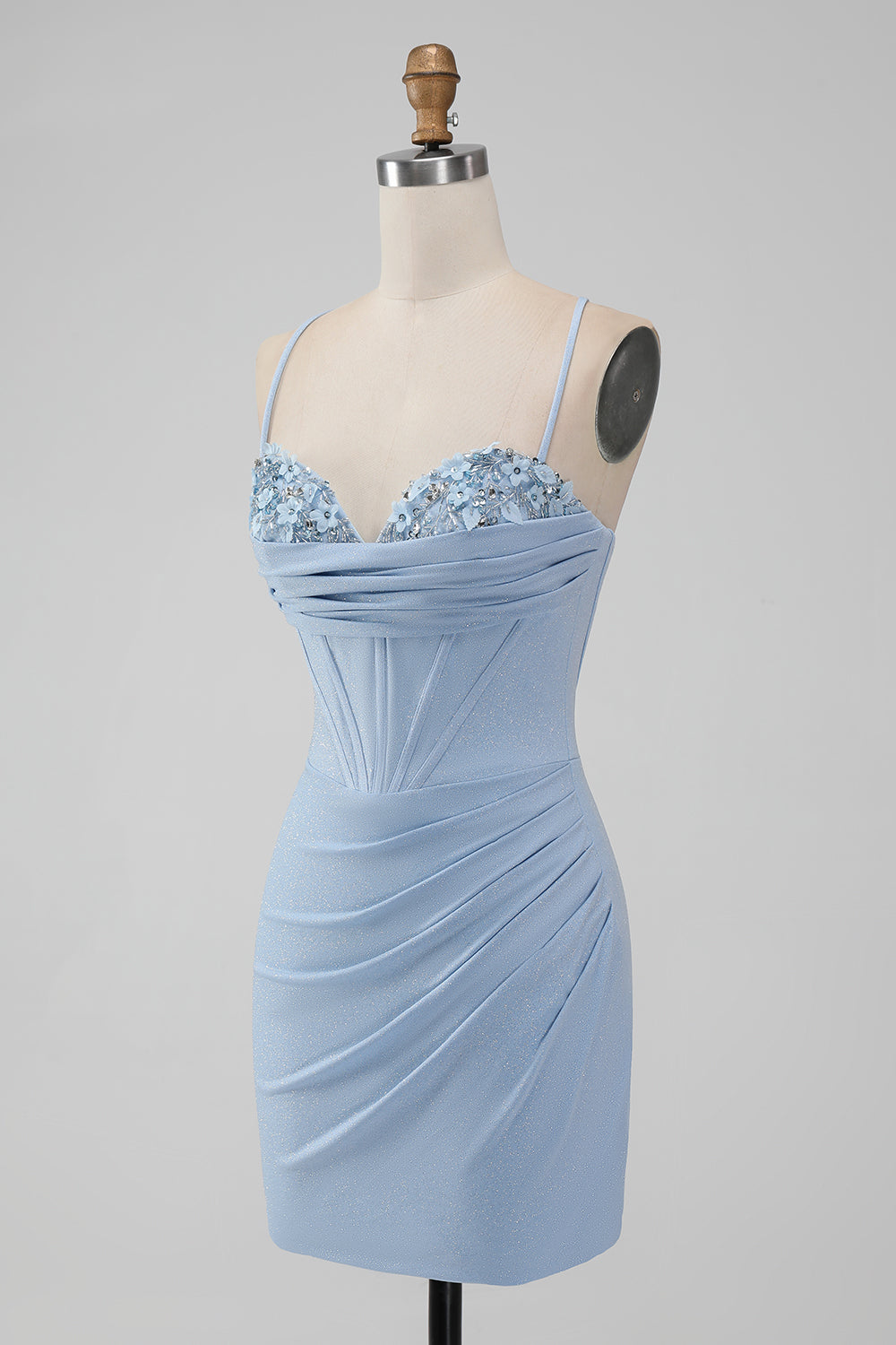 Zapakasa Women Light Blue Homecoming Dress Corset Spaghetti Straps Short Prom Dress Zapakasa Women Light Blue Homecoming Dress Corset Spaghetti Straps Short Prom Dress