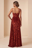Dark Green Corset Velvet Floral Long Wedding Guest Dress with Side Cape