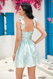 Blue A Line Spaghetti Straps Homecoming Dress