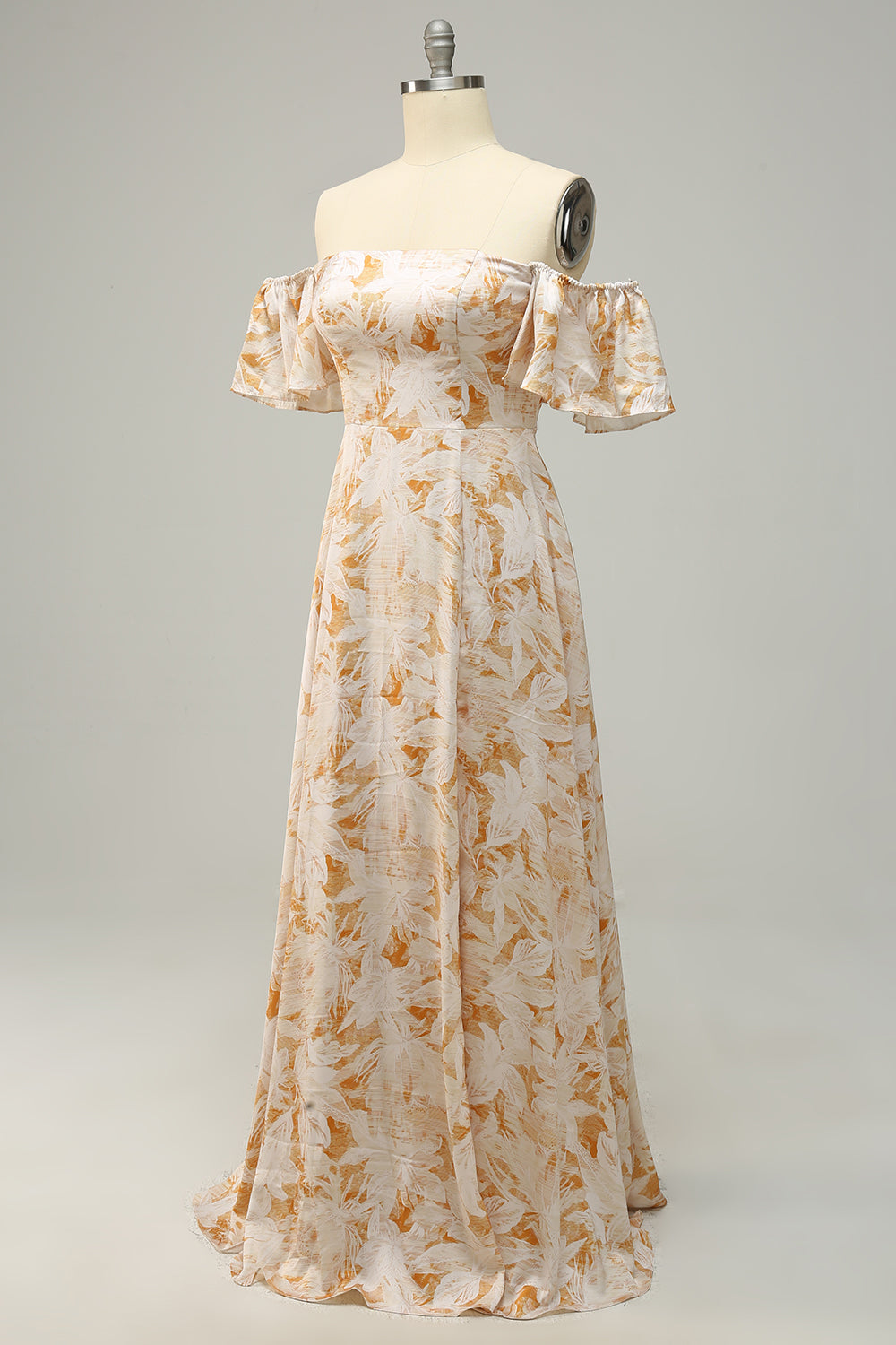 Zapakasa Women Yellow Flower Printed Plus Size Bridesmaid Dress A Line Off the Shoulder Wedding Guest Party Dress Zapakasa Women Yellow Flower Printed Plus Size Bridesmaid Dress A Line Off the Shoulder Wedding Guest Party Dress