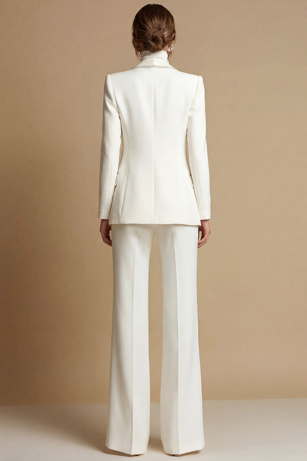 Sparkly White Shawl Lapel 2 Piece Prom Suits with Pockets