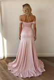 Pink Off the Shoulder Mermaid Long Prom Dress with Appliques
