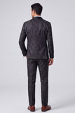 Jacquard Black Shawl 3 Pieces Lapel Men's Suits