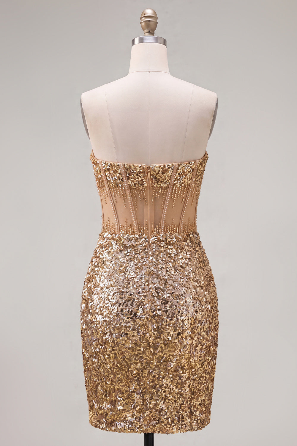 Sparkly Sequin Golden Corset Tight Short Homecoming Dress