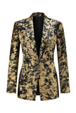 Black Golden 2 Piece Notched Lapel Women Prom Suits