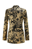 Black Golden 2 Piece Notched Lapel Women Prom Suits