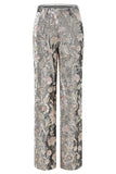 Sparkly Grey 2 Piece Peak Lapel Floral Women Prom Suits with Sequins