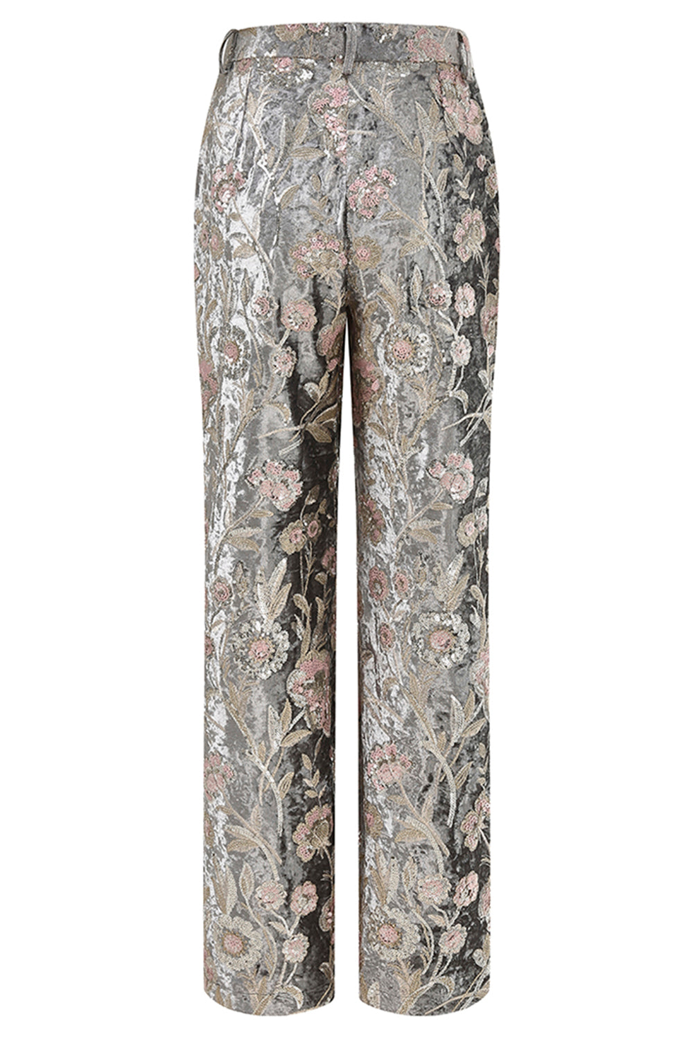 Sparkly Grey 2 Piece Peak Lapel Floral Women Prom Suits with Sequins