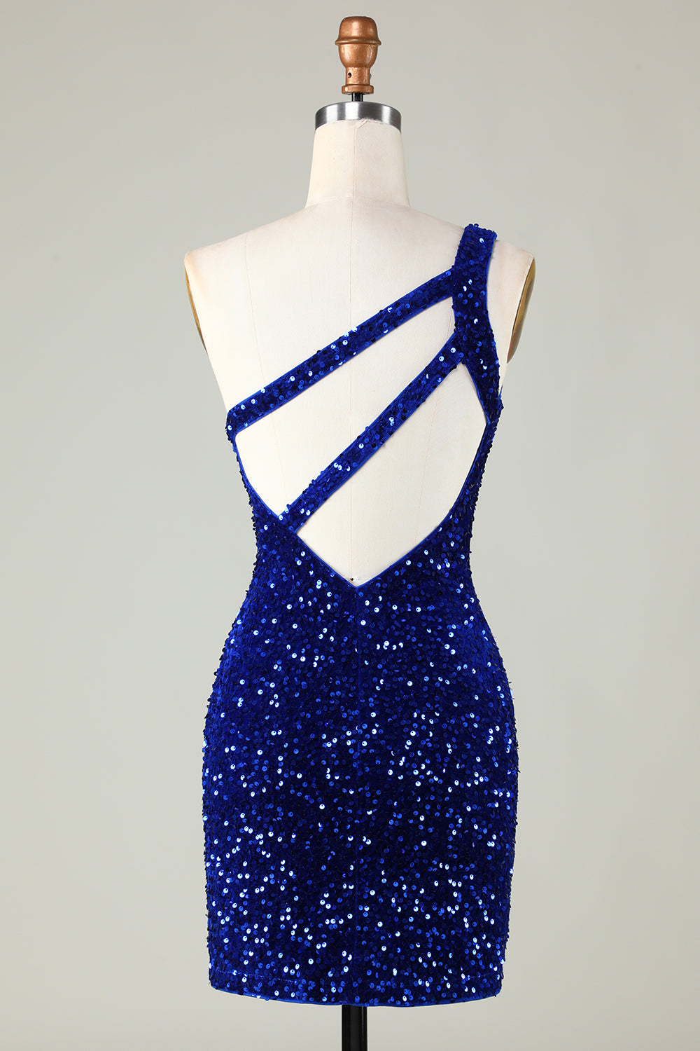 Sequins One-Shoulder Royal Blue Tight Beading Short Homecoming Dress